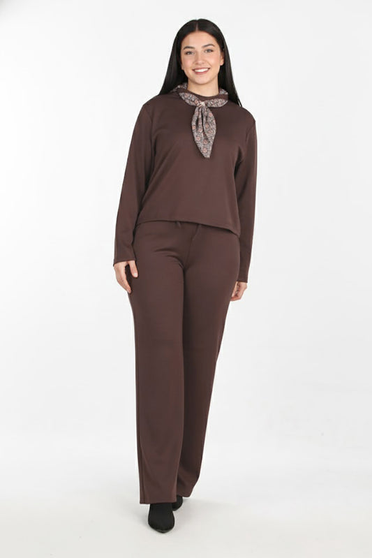 Balance Kadın Fularlı İkili Takım Kahverengi