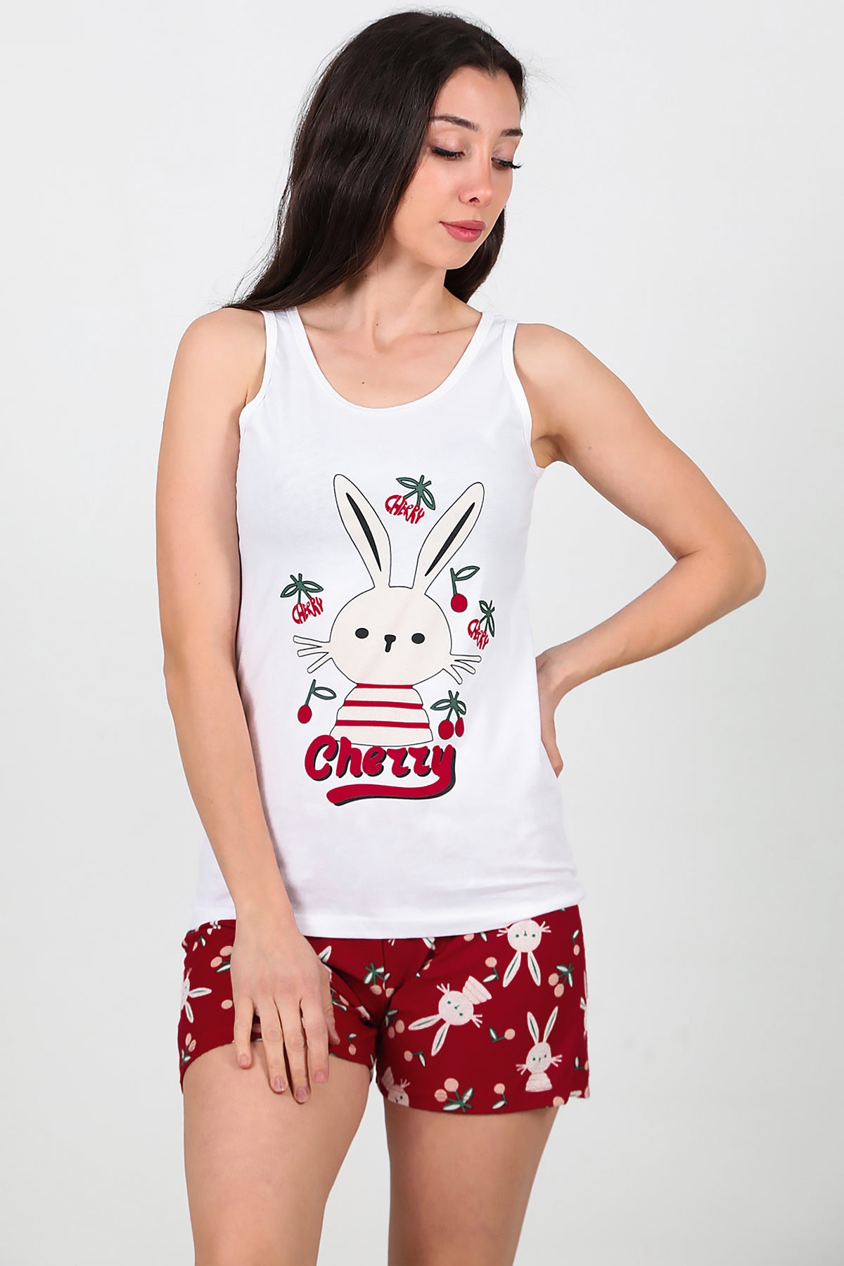 Kadın Pijama Takımı Bordo