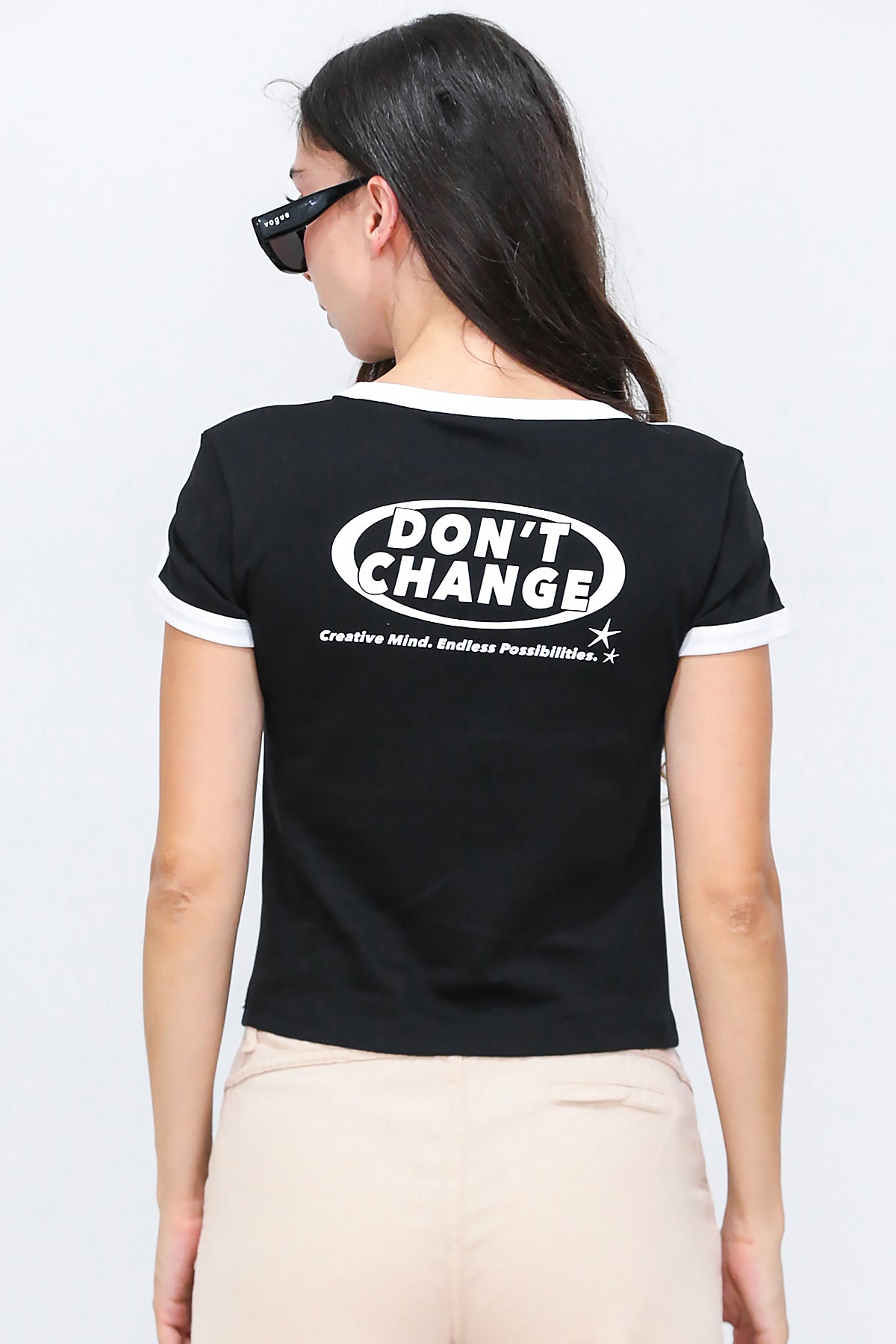 Kadın Omuz Ve Kolları Garnili T-shirt Siyah