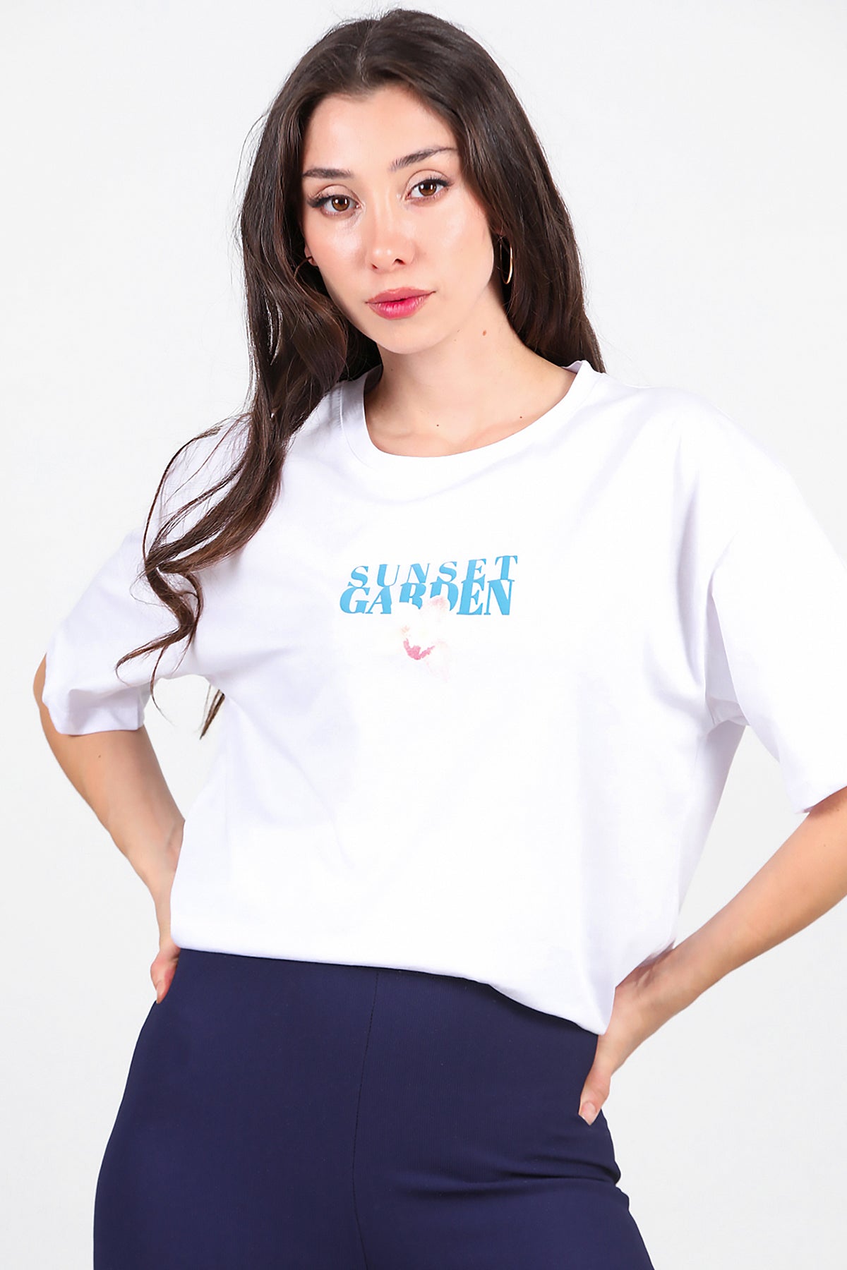 Kadın Baskılı T-Shirt Beyaz