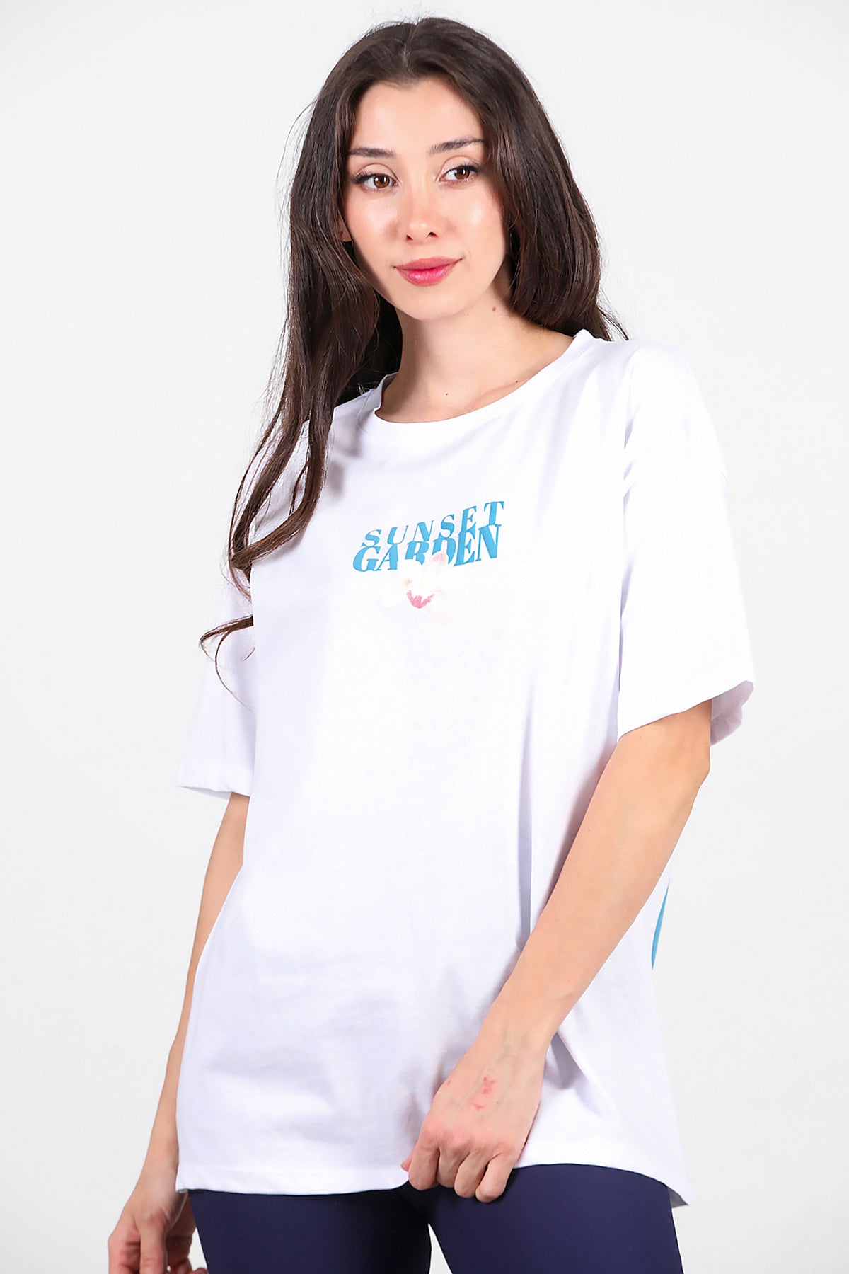 Kadın Baskılı T-Shirt Beyaz