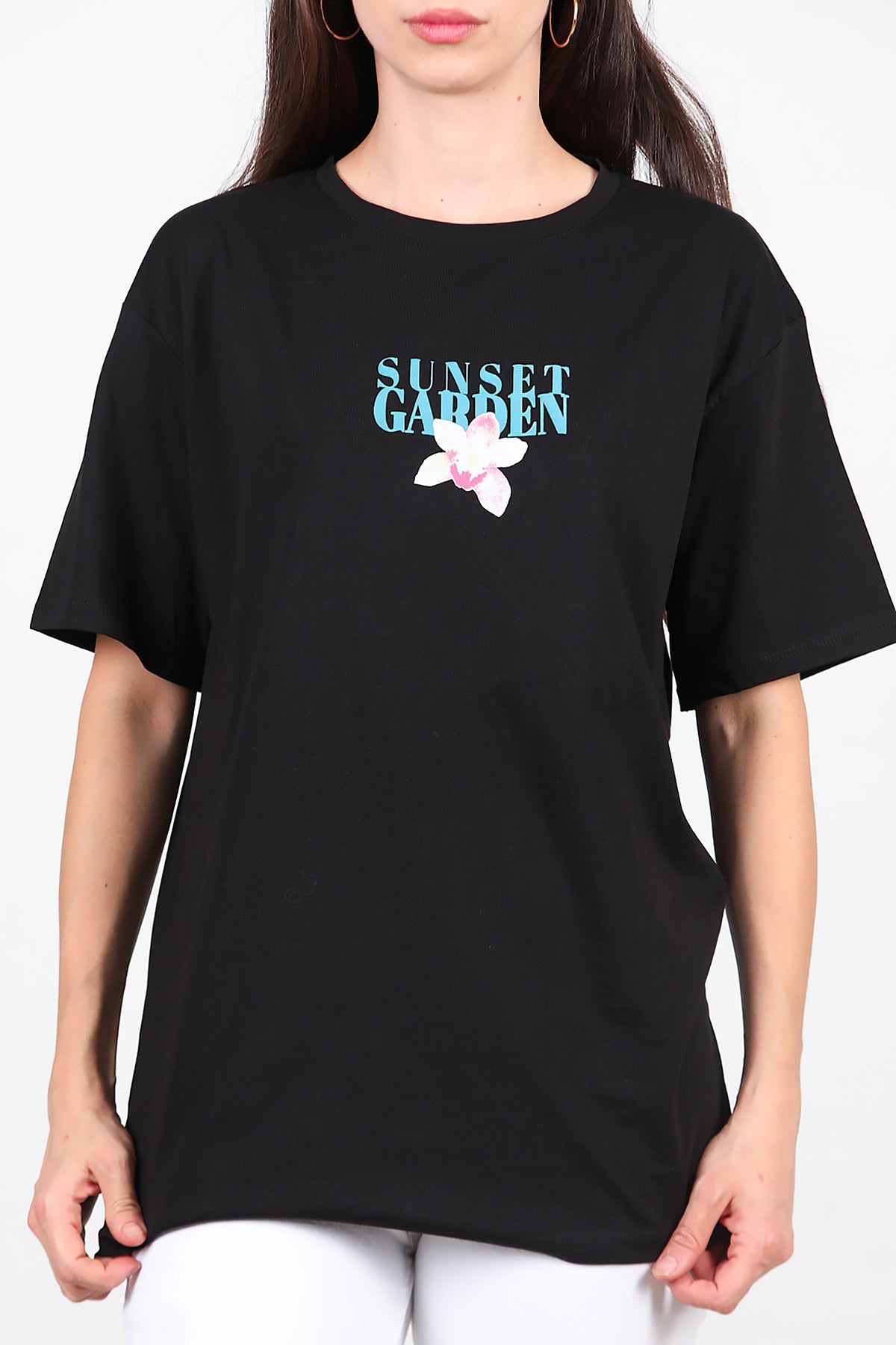 Kadın Baskılı T-Shirt Siyah