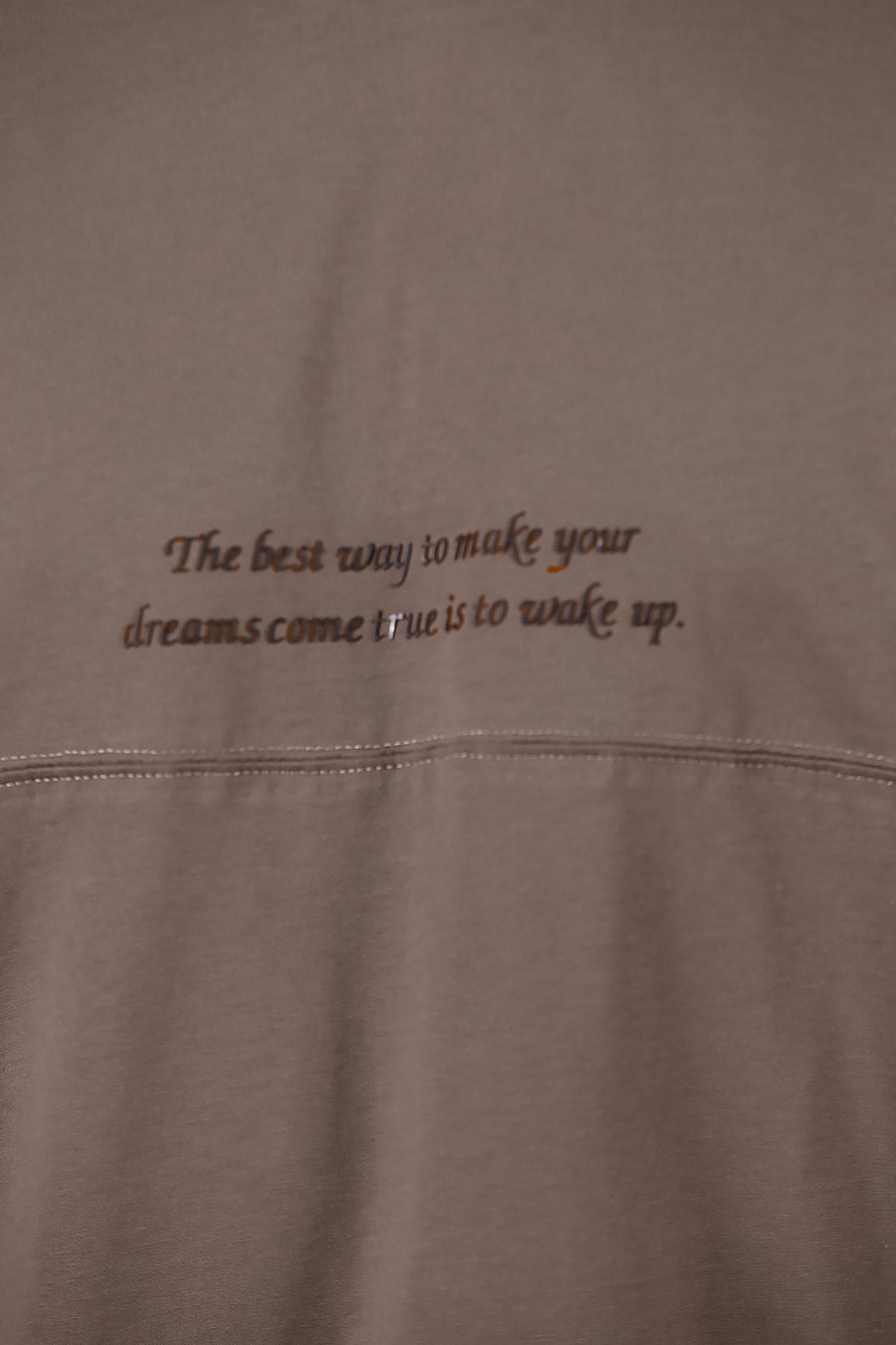 Erkek Yazılı Çimalı Oversize Tshirt Kahverengi