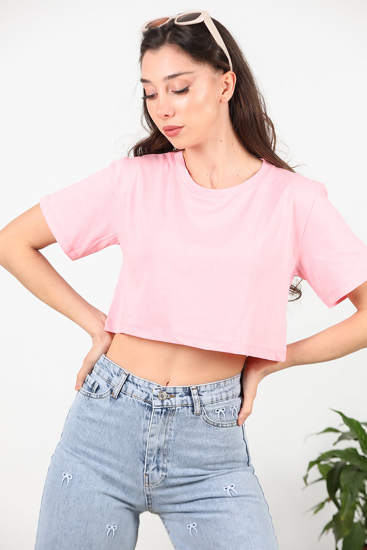 Kadın Kısa T-shırt Pembe