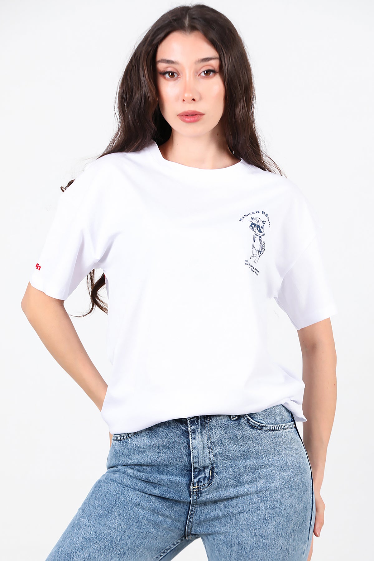 Kadın Ön ve Arka Baskılı T-Shirt Ekru