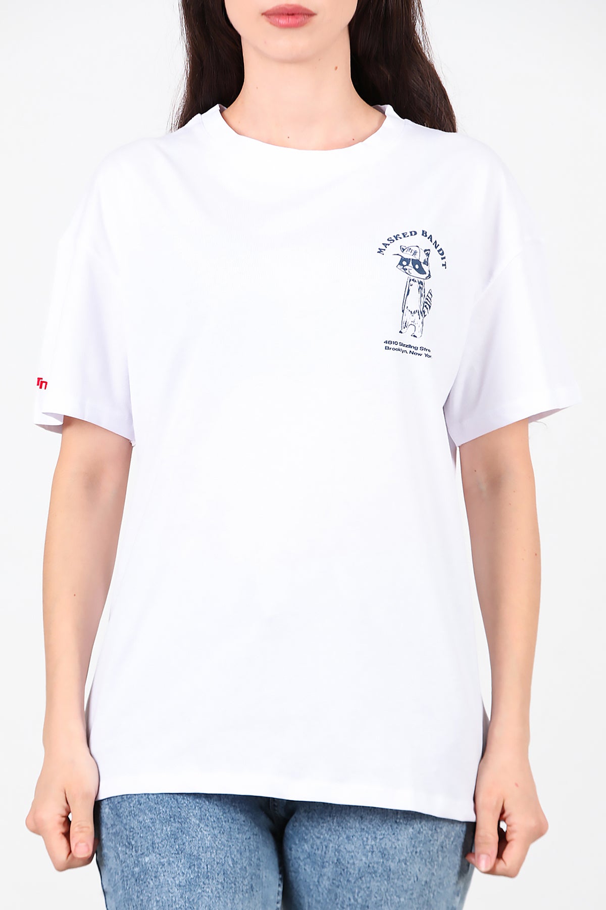 Kadın Ön ve Arka Baskılı T-Shirt Ekru