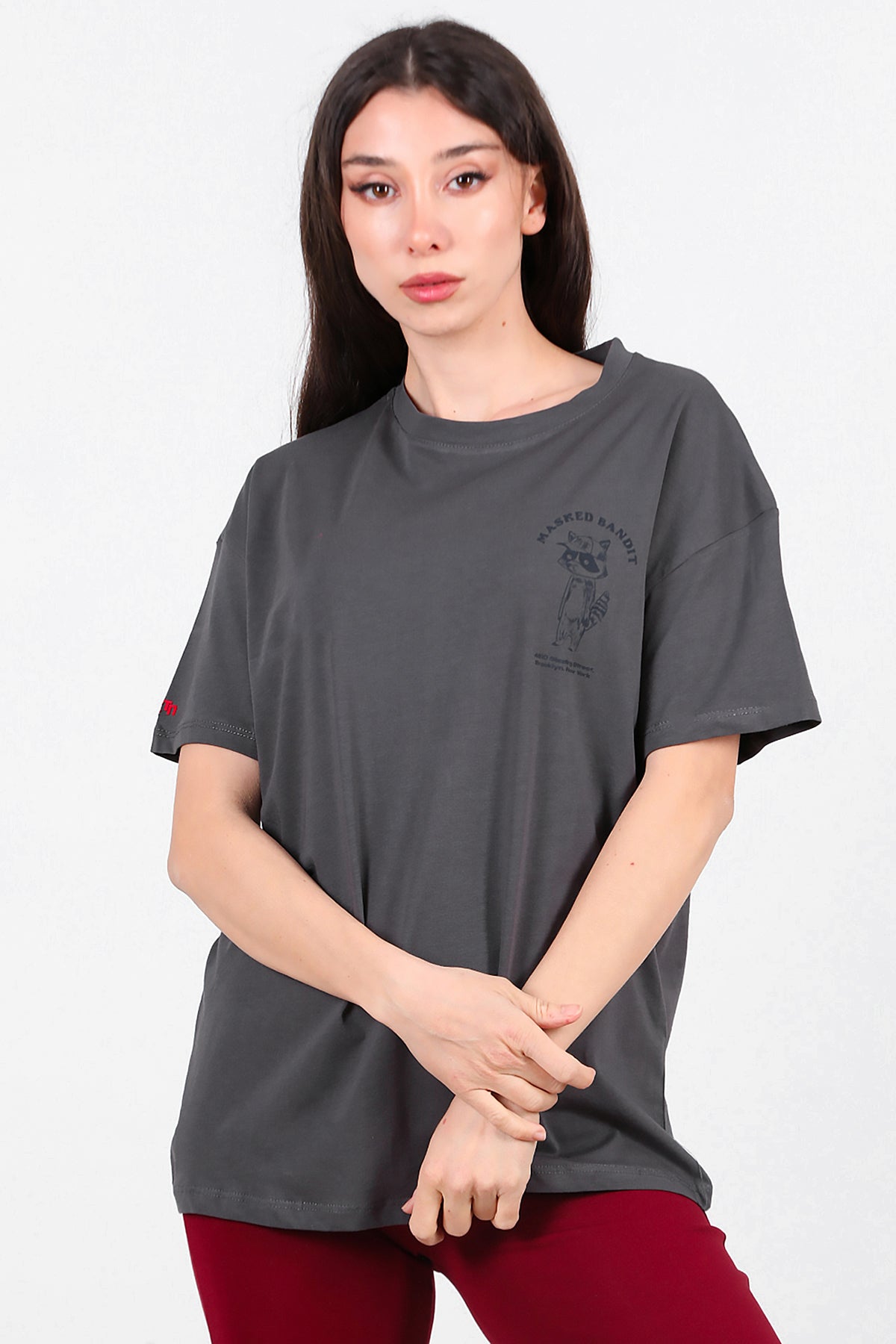 Kadın n ve Arka Baskılı T-Shirt Siyah