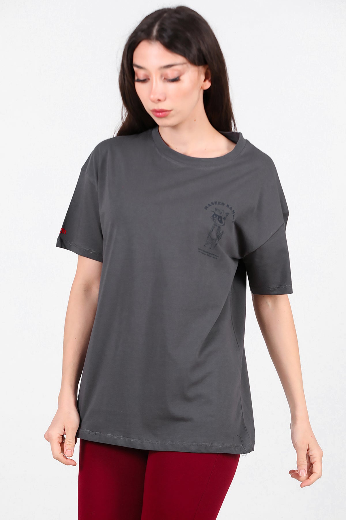Kadın n ve Arka Baskılı T-Shirt Siyah