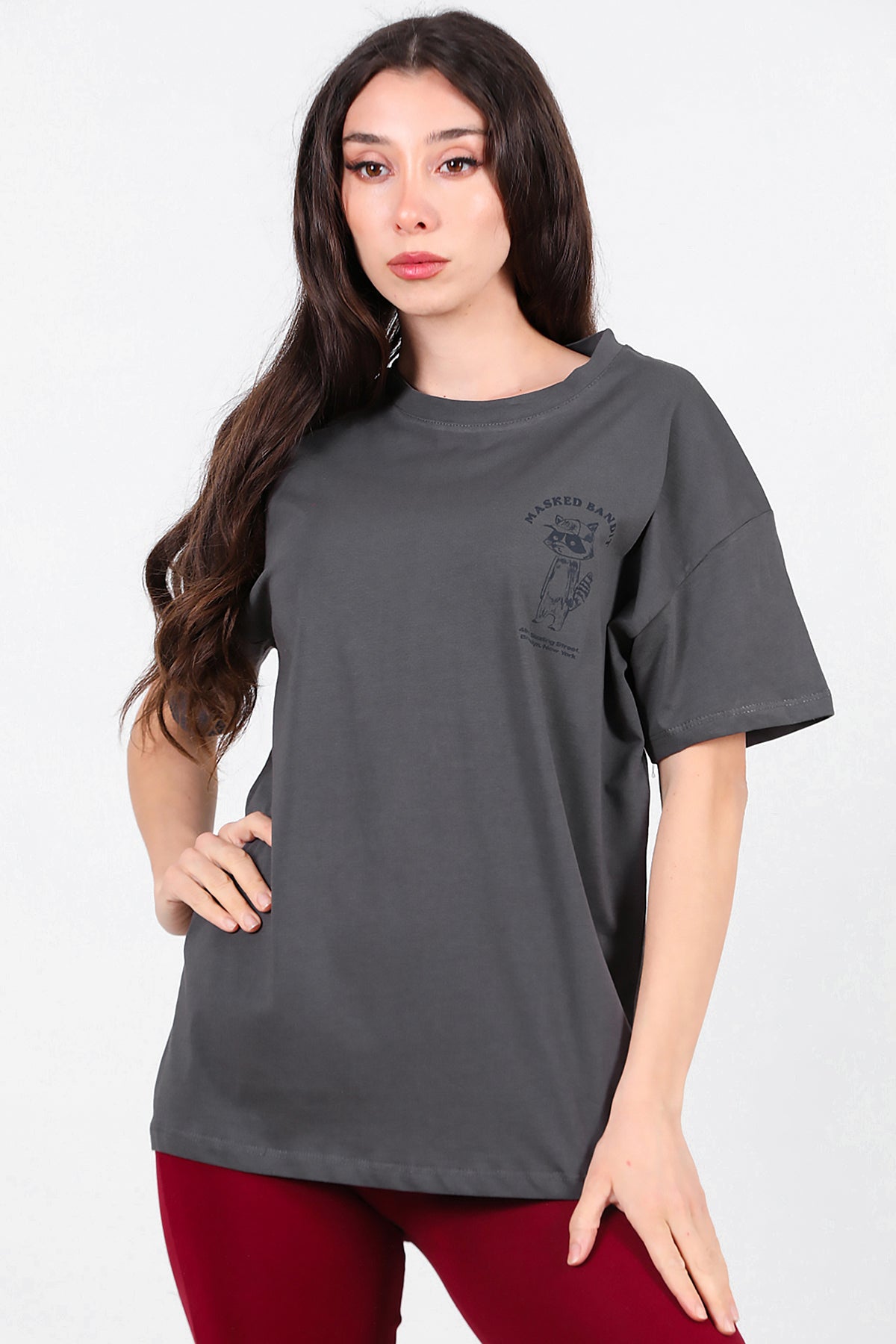 Kadın n ve Arka Baskılı T-Shirt Siyah