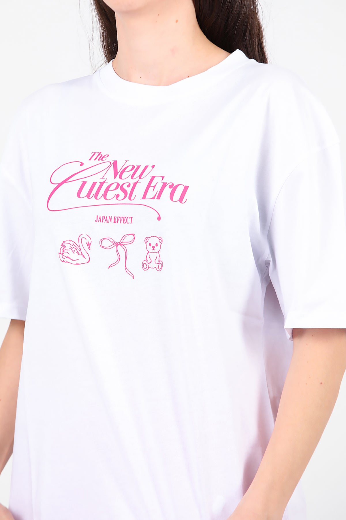 Kadın Ön-arka Baskılı T-Shirt Beyaz