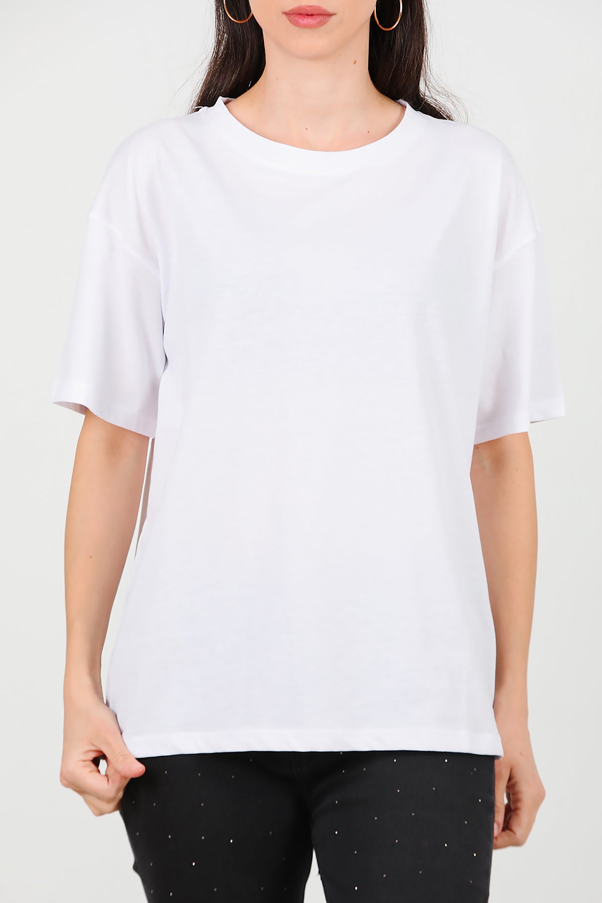 Kadın Oversize T-shirt Ekru
