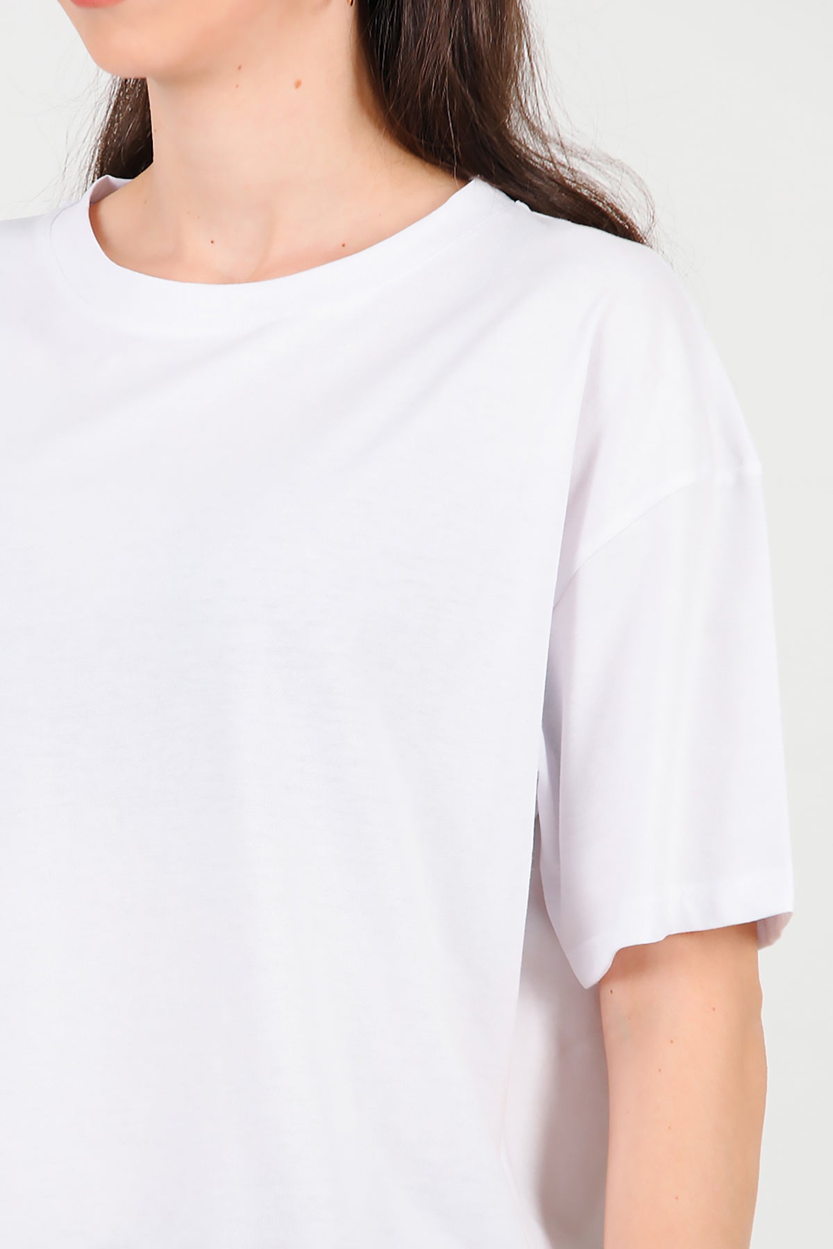 Kadın Oversize T-shirt Ekru
