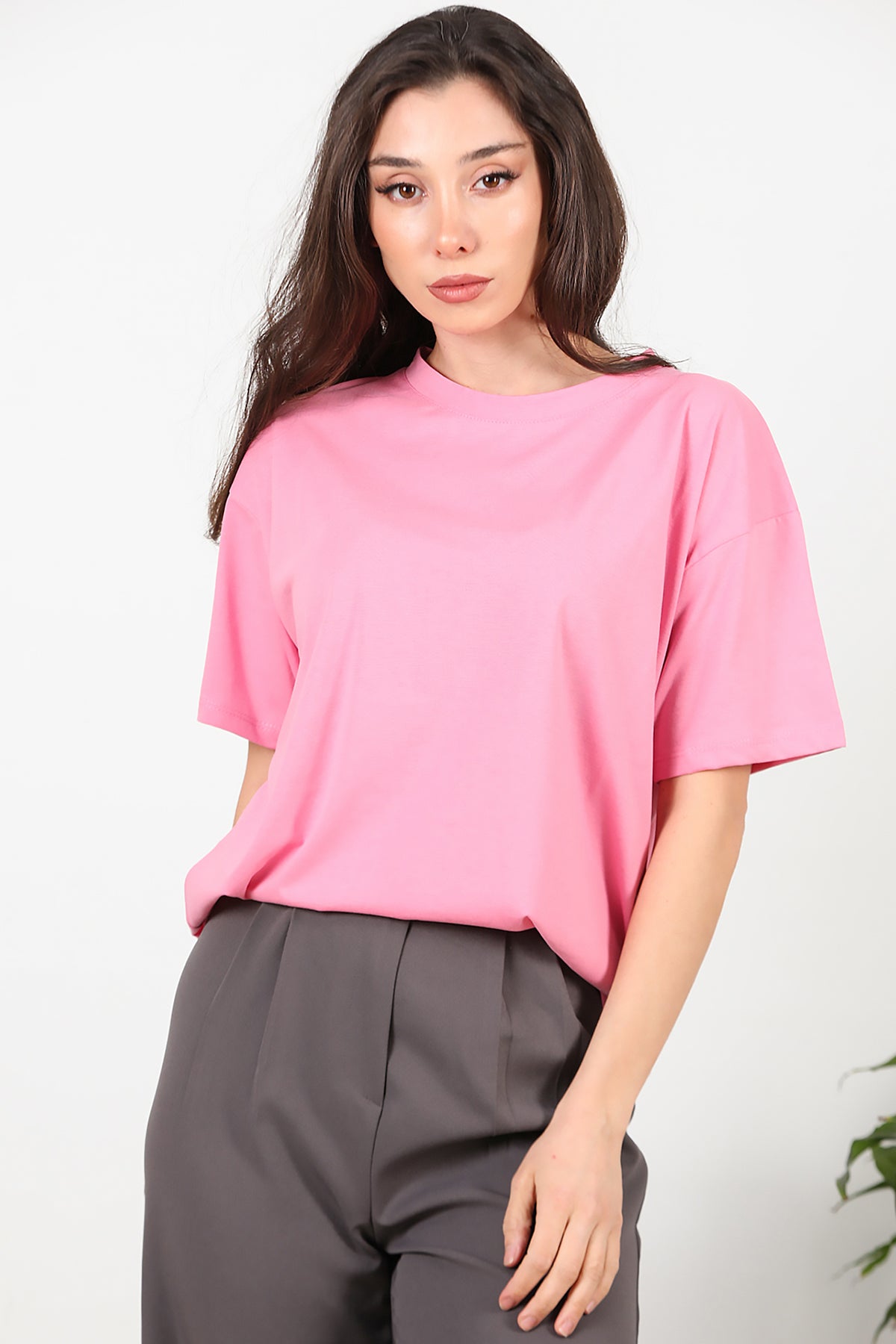 Kadın Oversize T-shirt Pembe