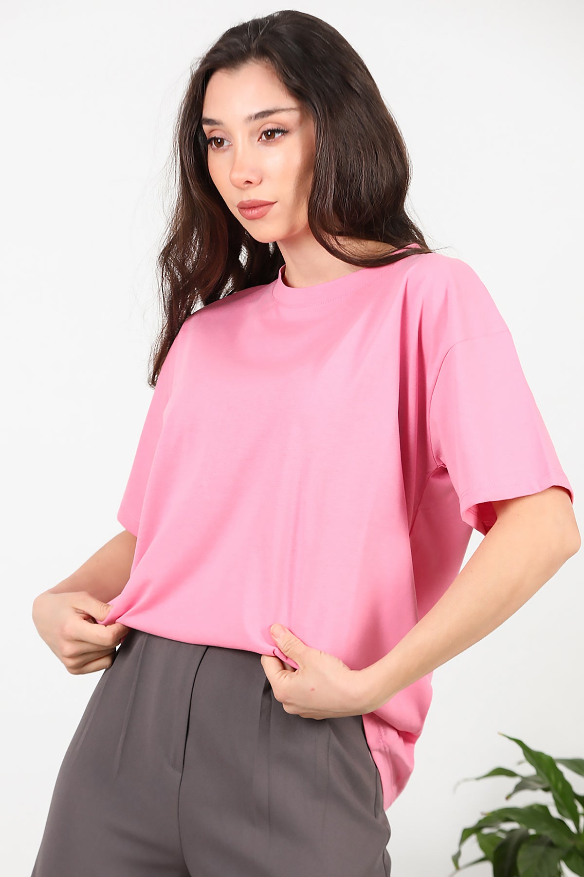 Kadın Oversize T-shirt Pembe