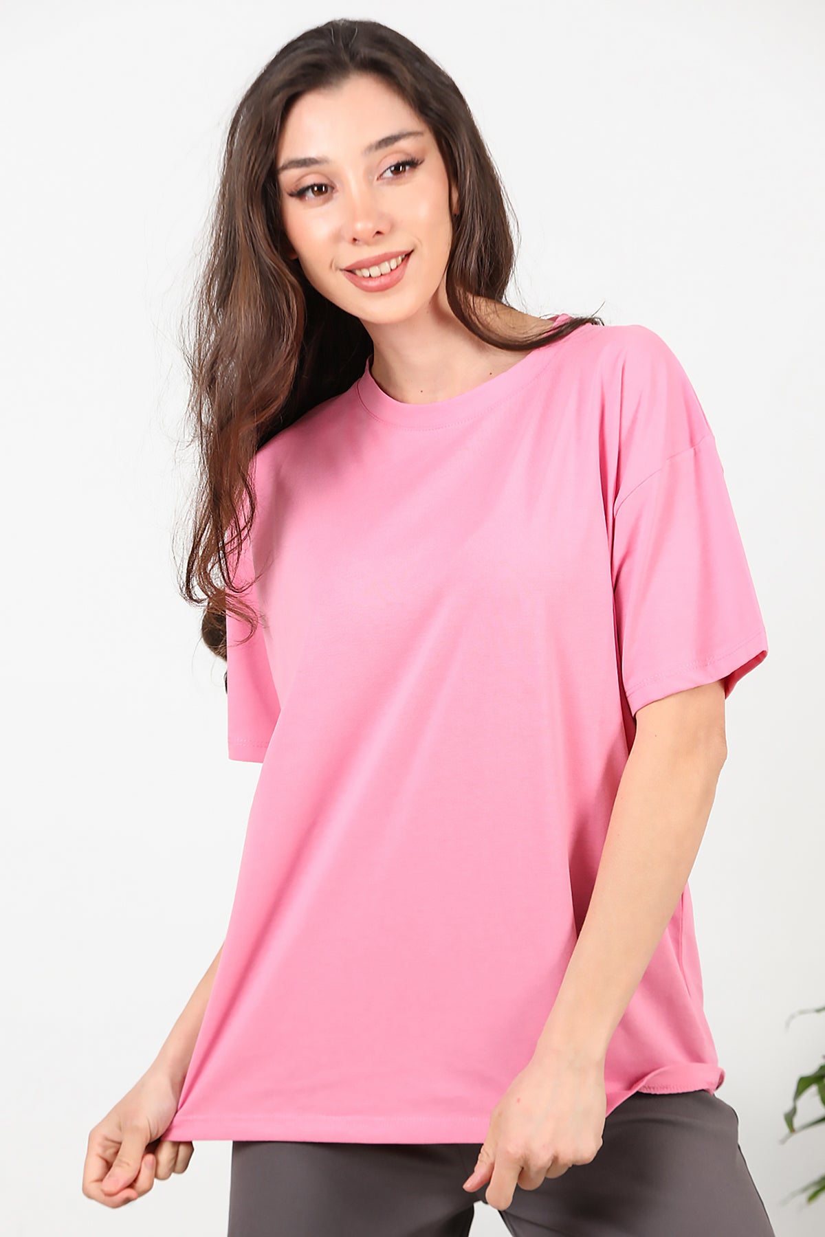 Kadın Oversize T-shirt Pembe