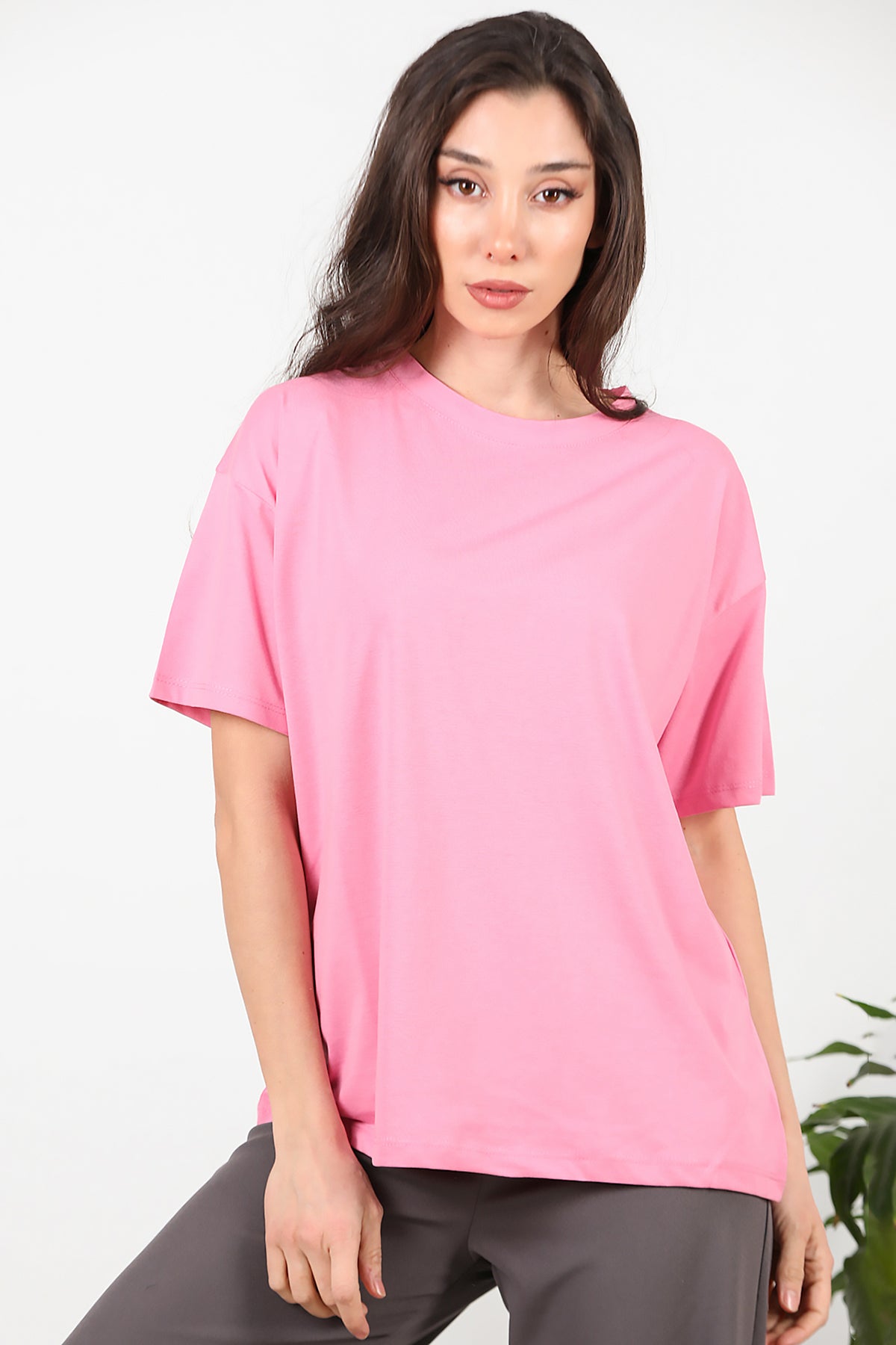 Kadın Oversize T-shirt Pembe