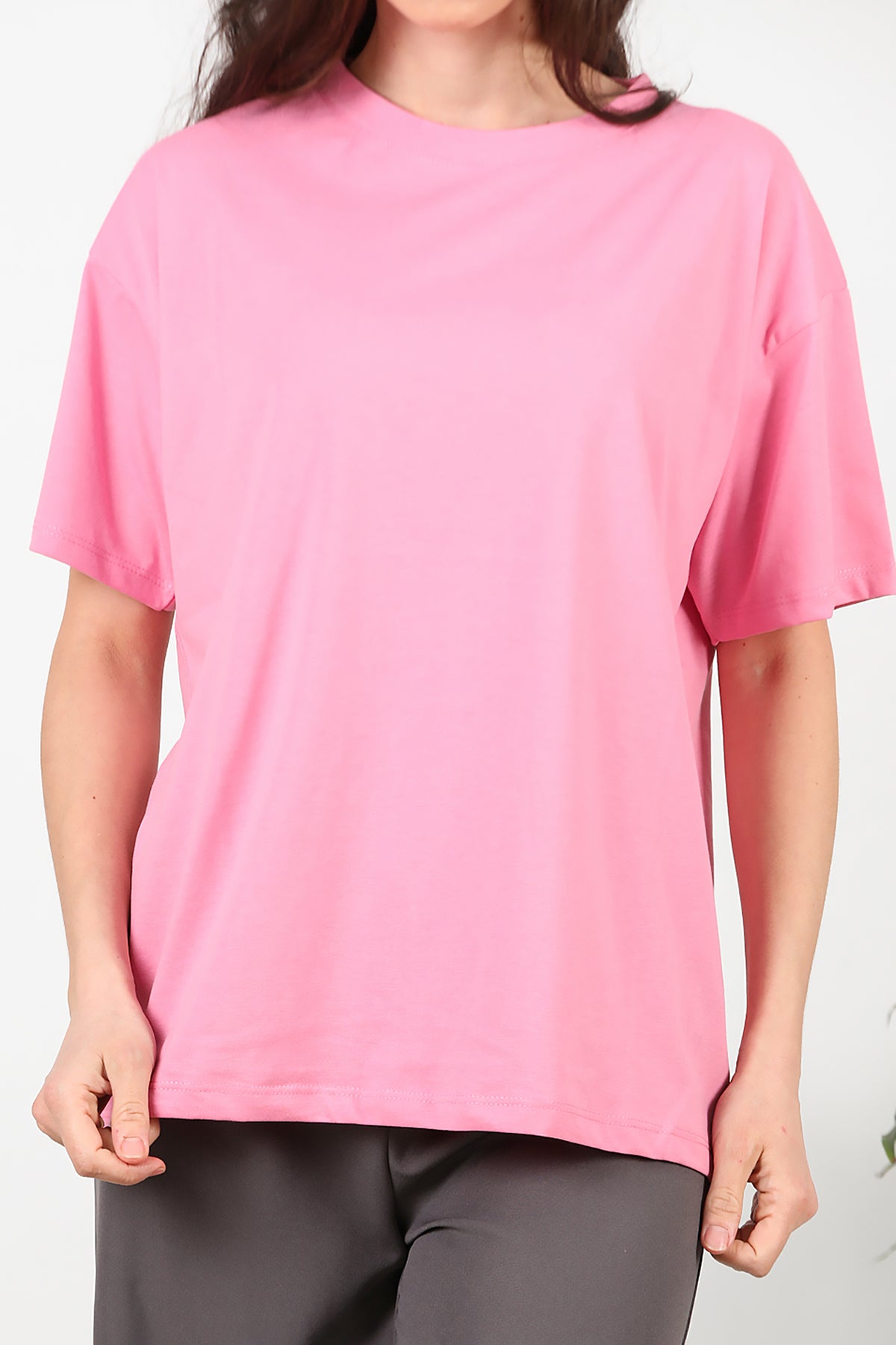 Kadın Oversize T-shirt Pembe