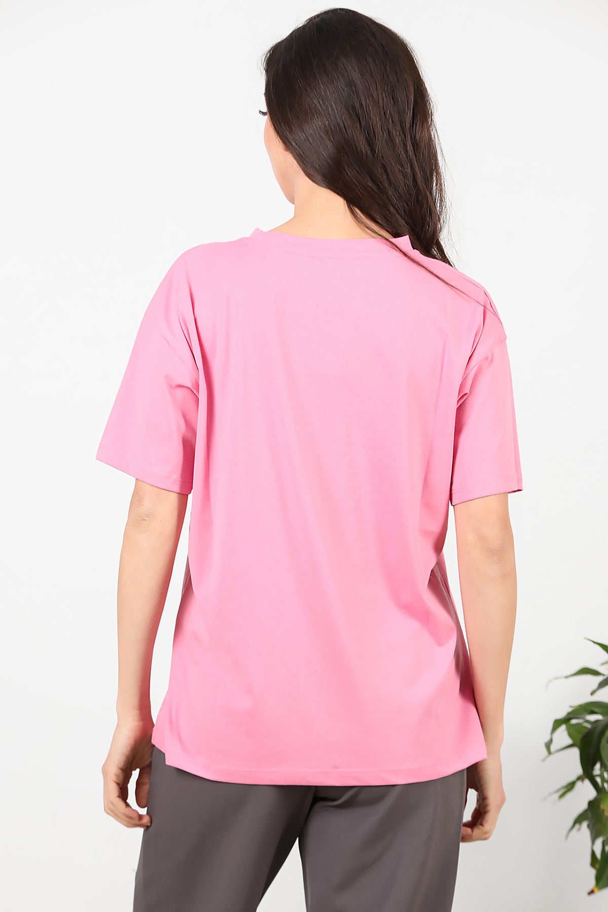 Kadın Oversize T-shirt Pembe