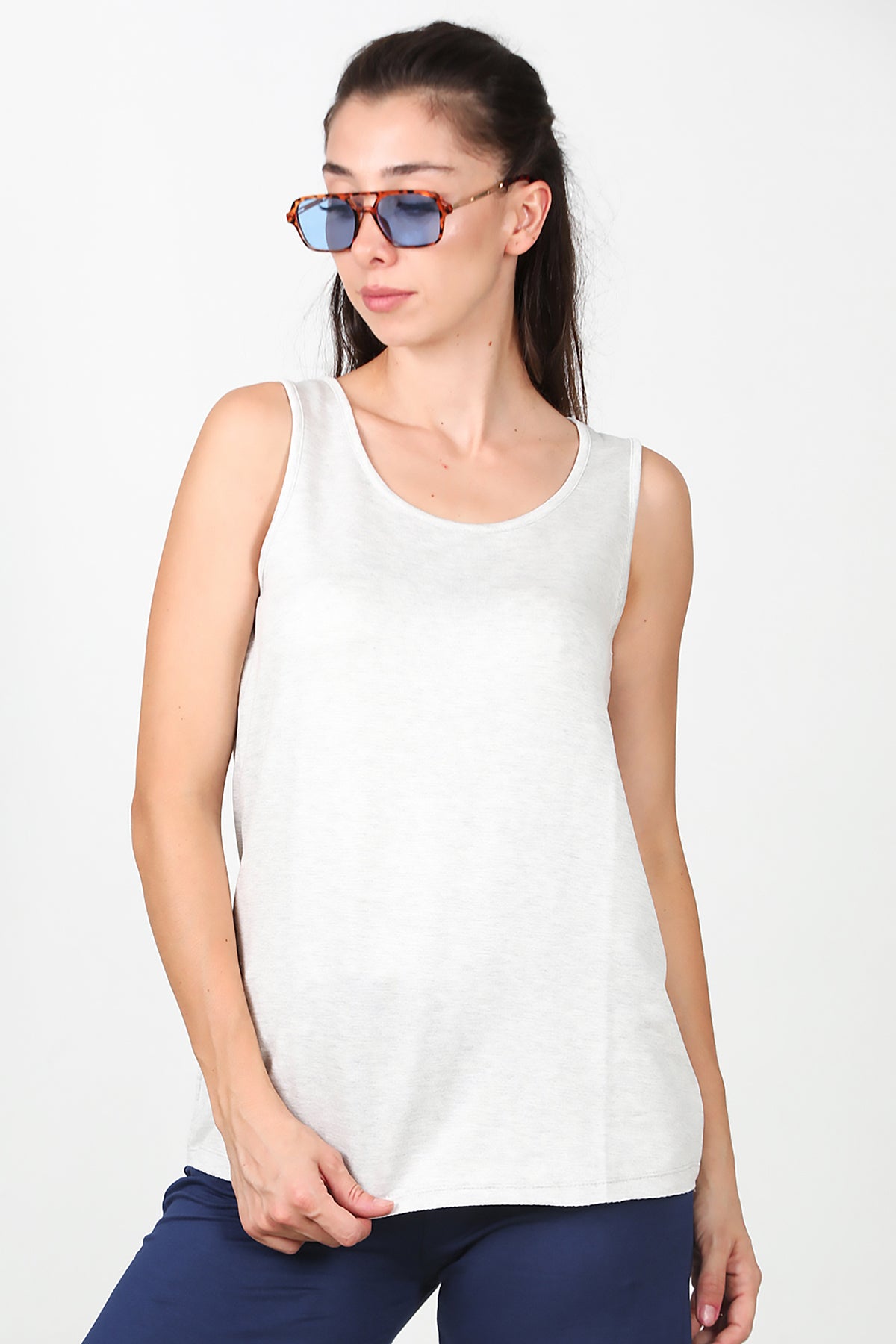 Kadın Kalın Askılı T-Shirt Gri
