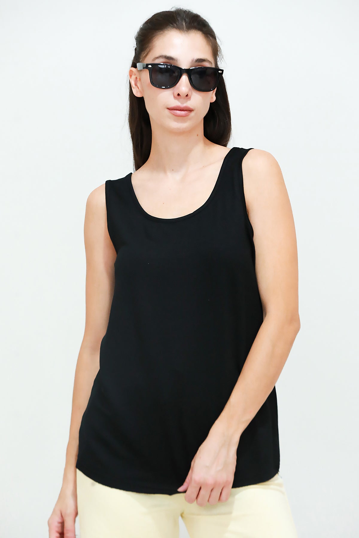 Kadın Kalın Askılı T-Shirt Siyah