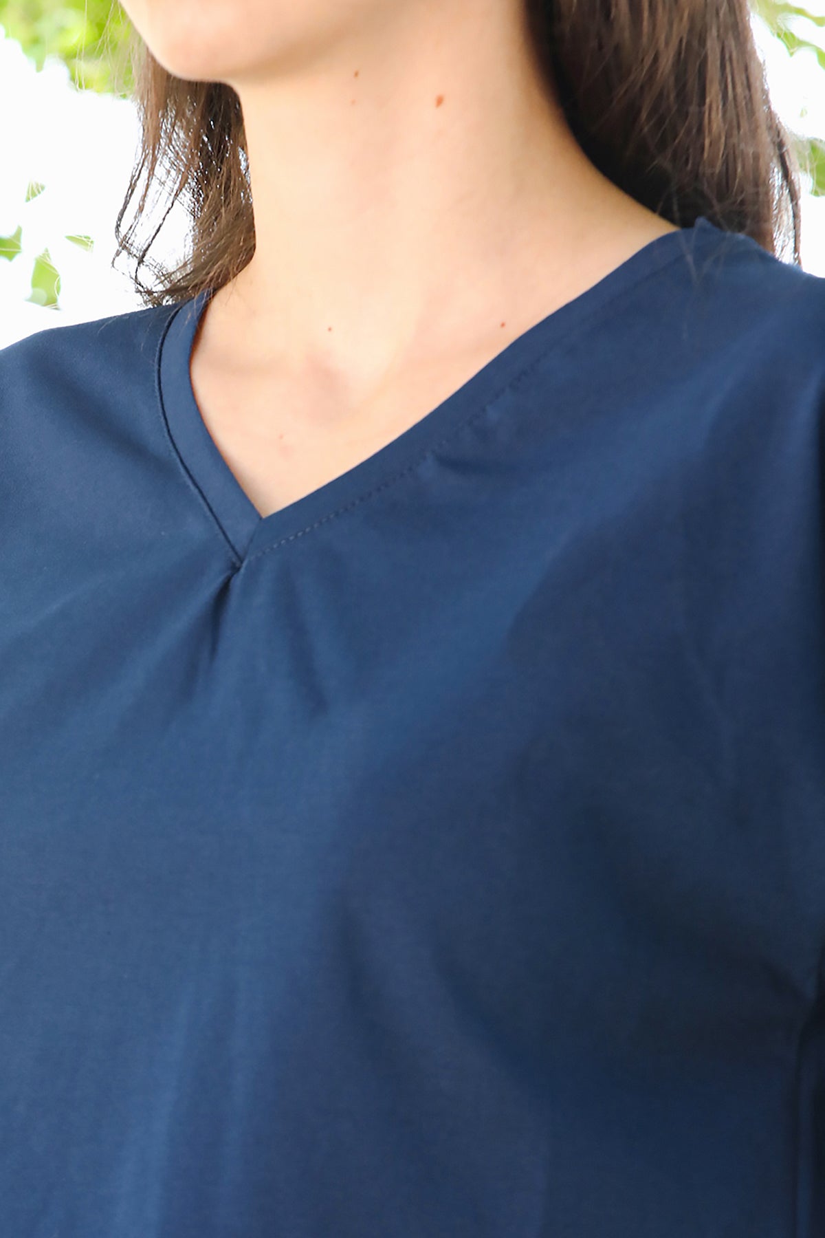 Kadın V Yaka Kısa T-Shirt Lacivert