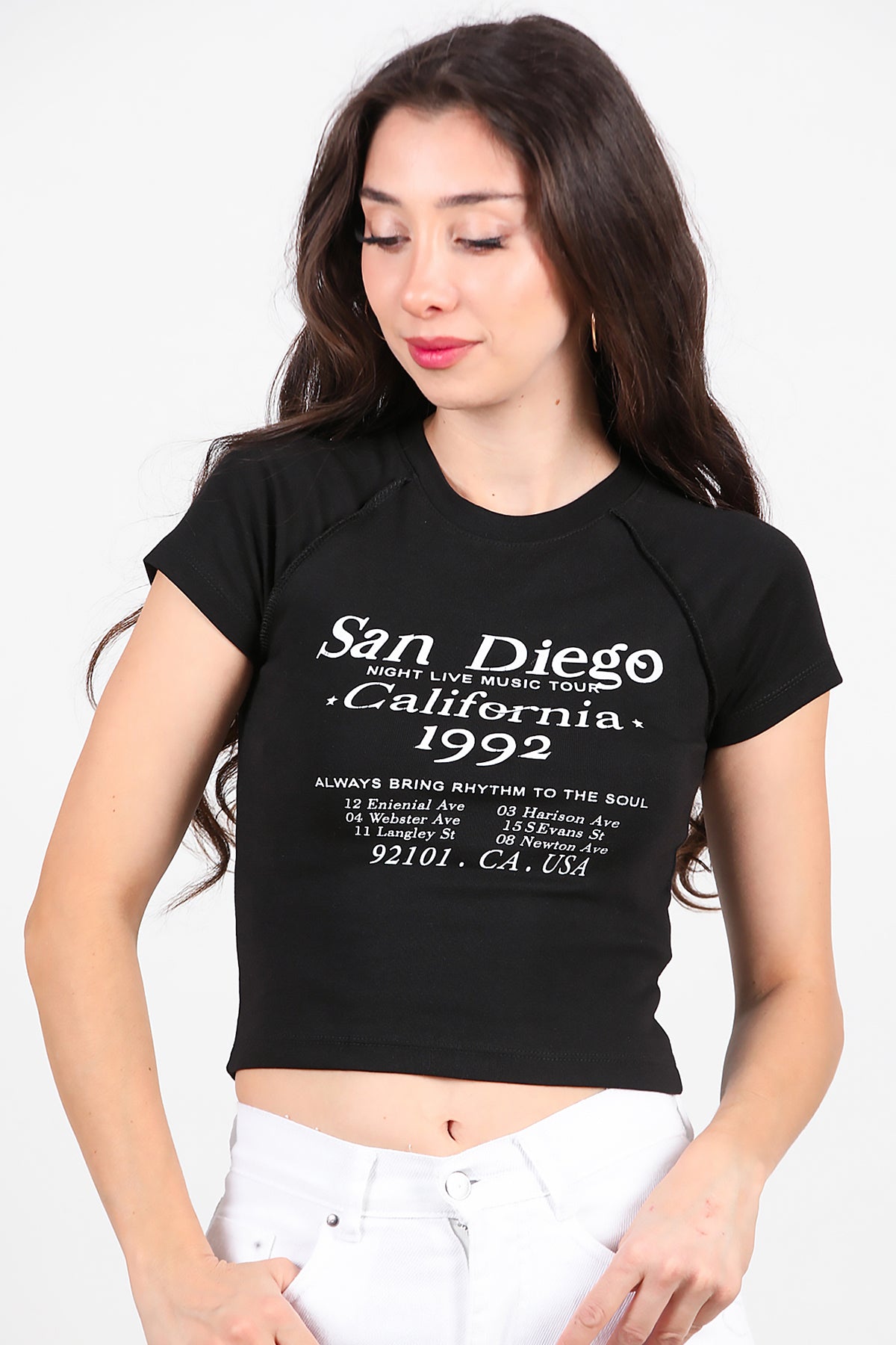 Kadın Yazı Baskılı T-Shirt Siyah