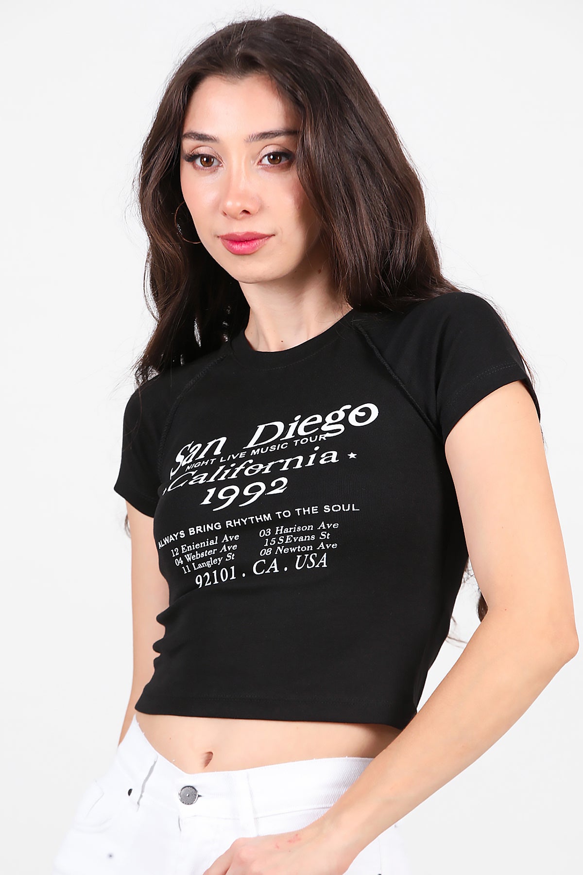Kadın Yazı Baskılı T-Shirt Siyah