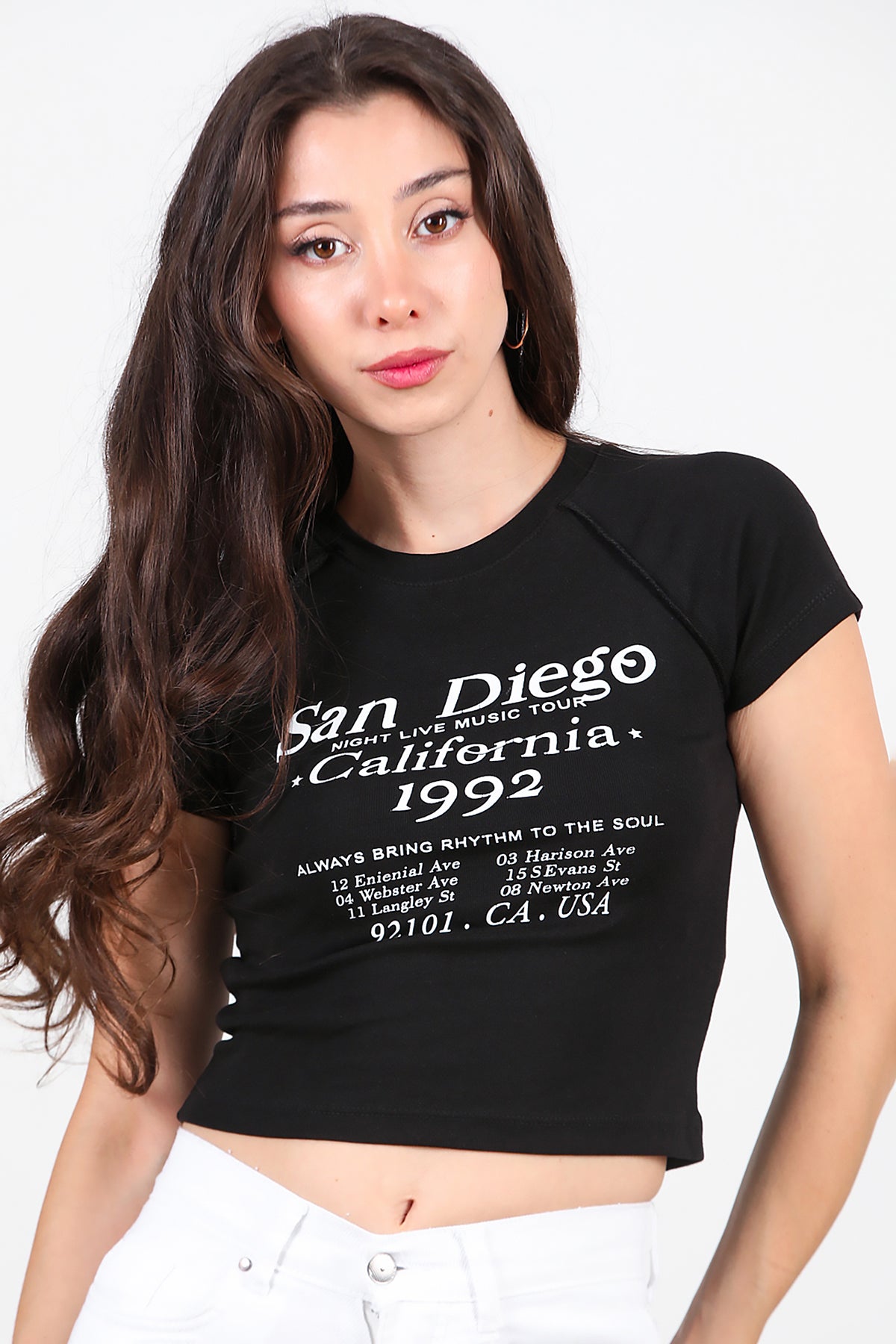 Kadın Yazı Baskılı T-Shirt Siyah