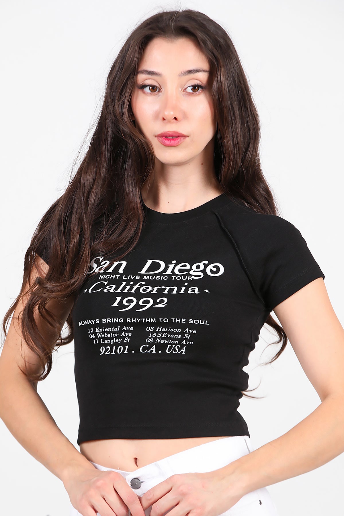 Kadın Yazı Baskılı T-Shirt Siyah