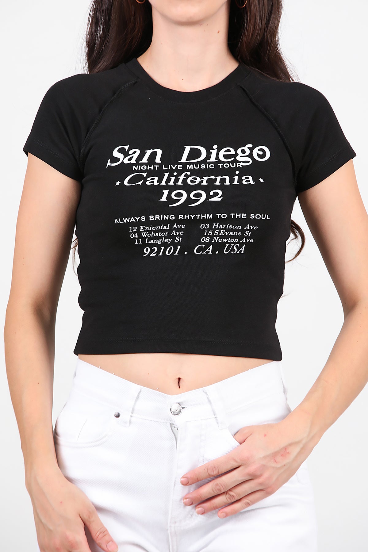 Kadın Yazı Baskılı T-Shirt Siyah
