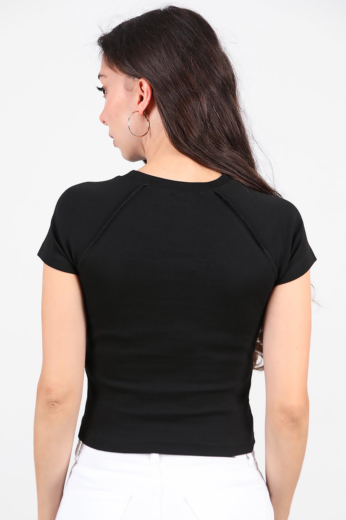 Kadın Yazı Baskılı T-Shirt Siyah