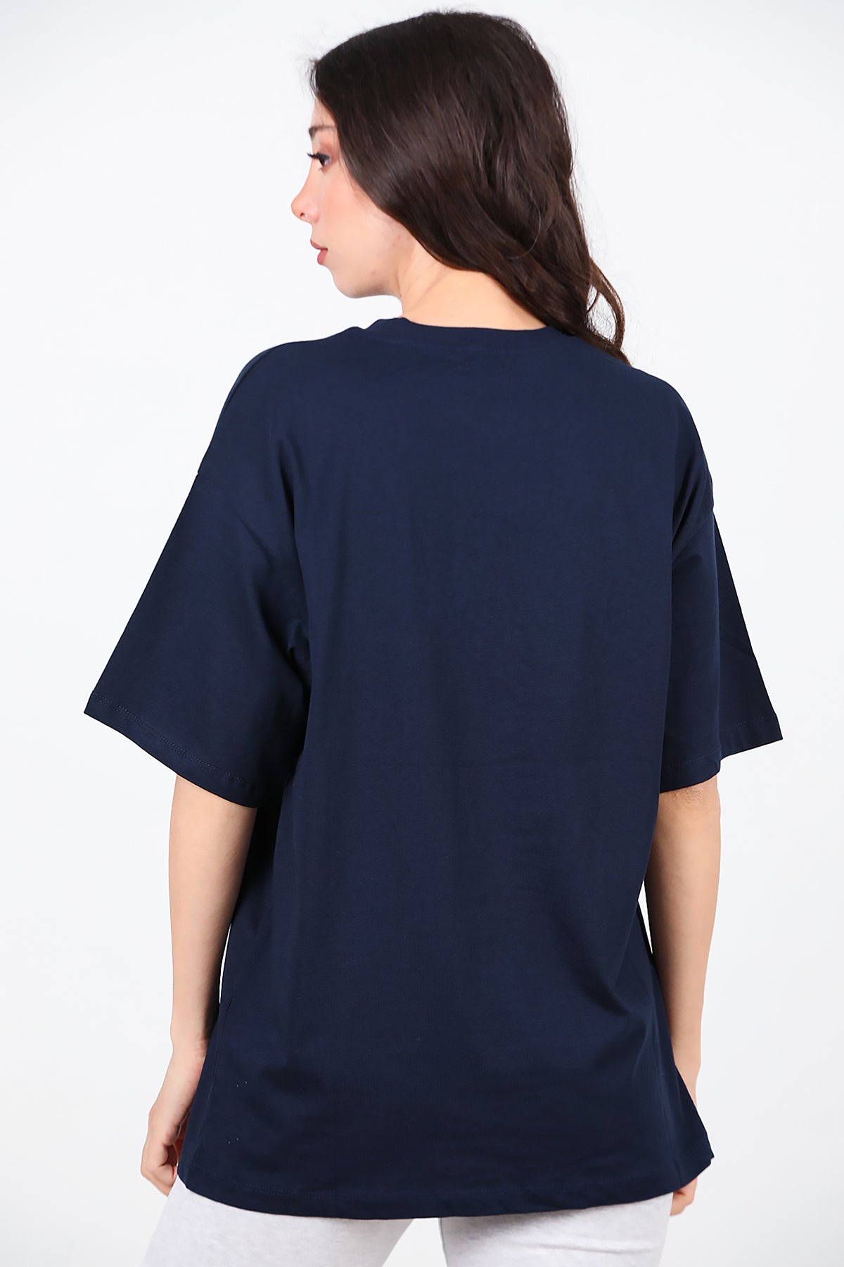 Kadın Ön Yazılı T-Shirt Lacivert