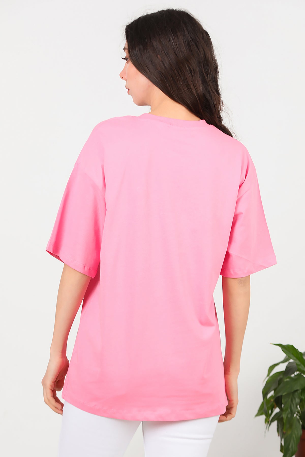 Kadın Ön Yazılı T-Shirt Pembe