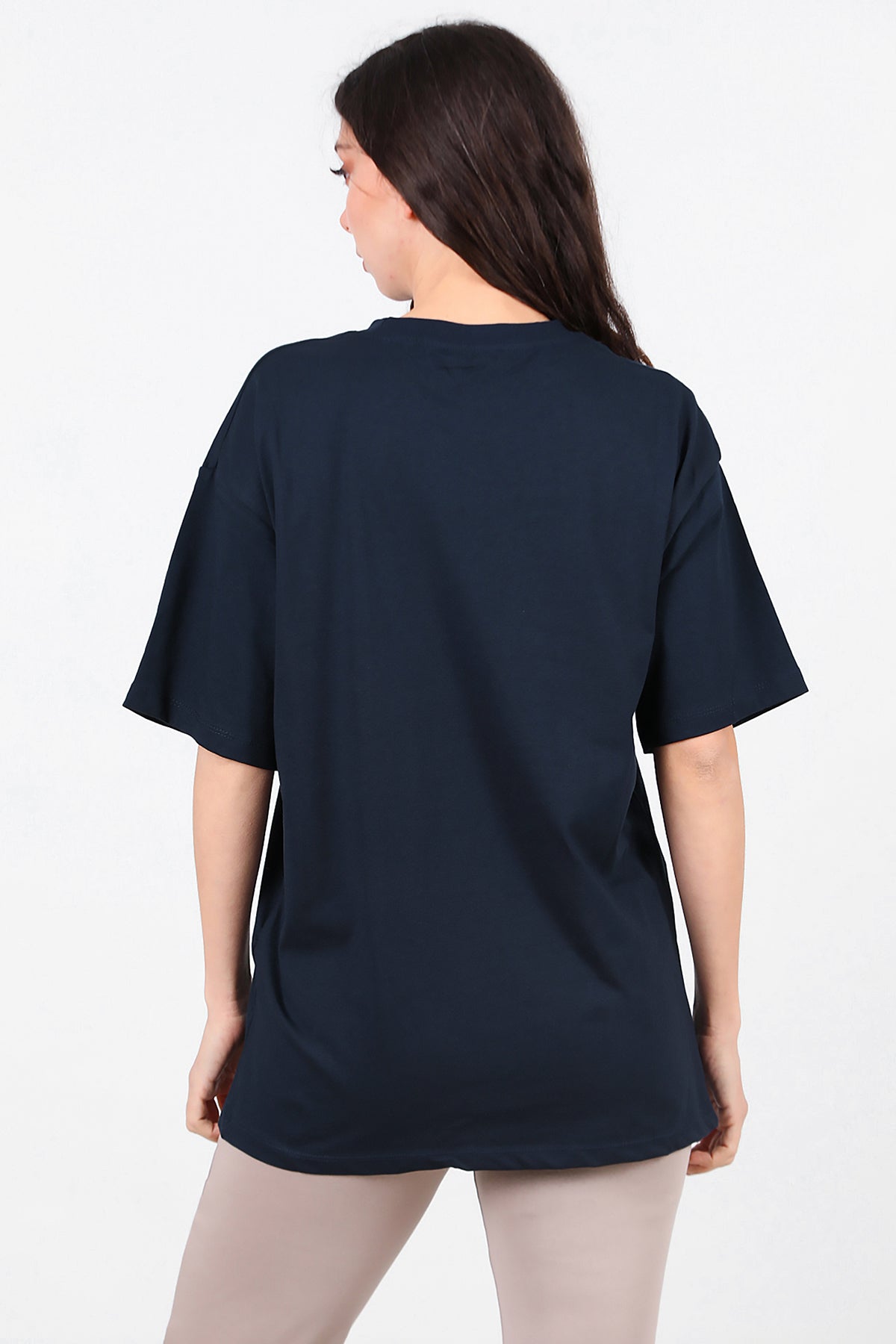 Kadın Baskılı T-Shirt Lacivert