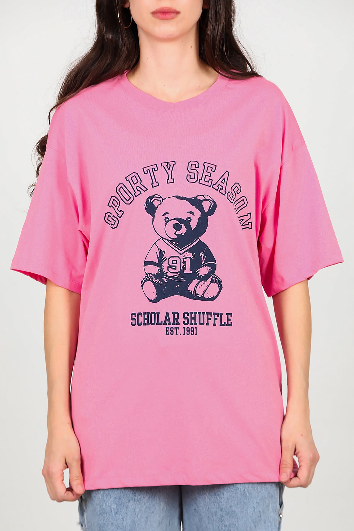 Kadın Baskılı T-Shirt Pembe