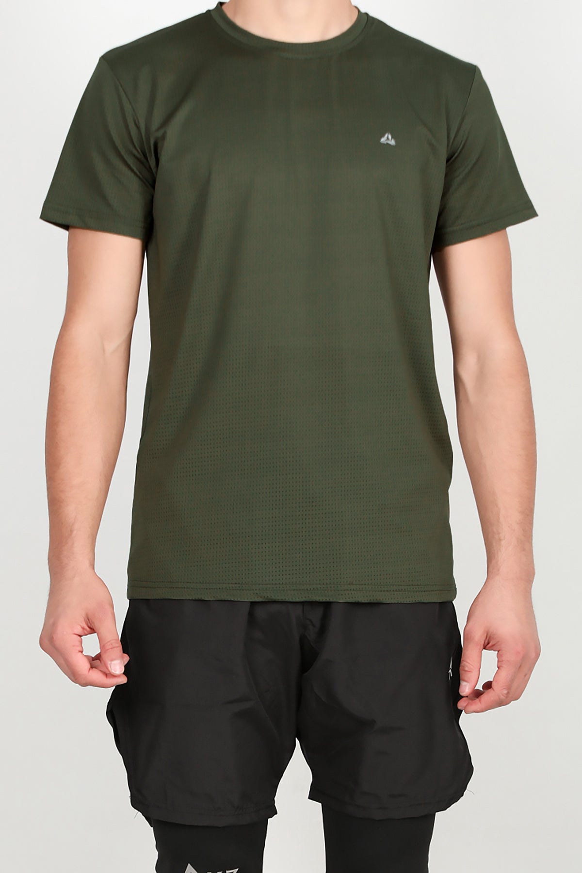 Erkek Bisiklet Yaka T-shirt Haki