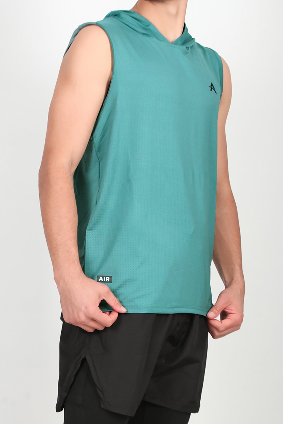 Erkek Kapşonlu Kolsuz T-shirt Çağla Yeşili