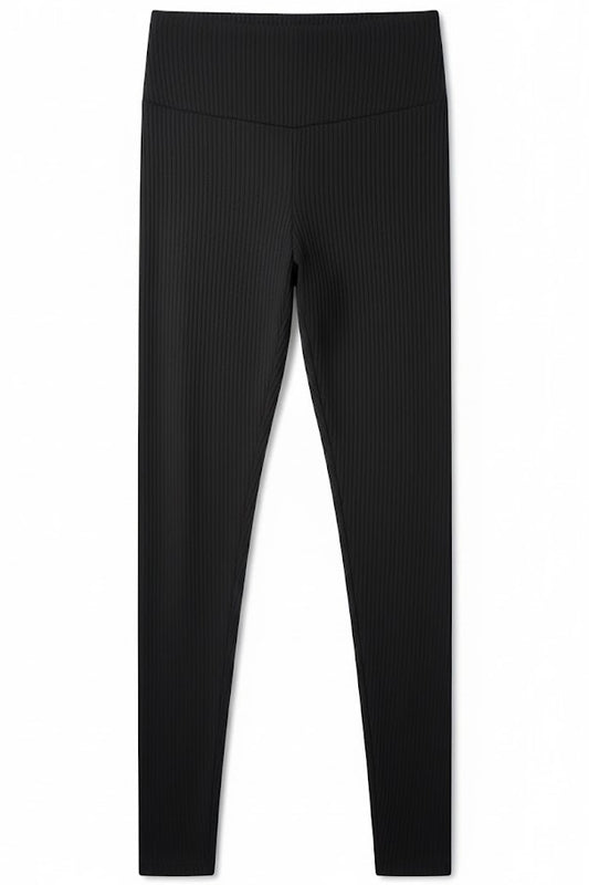 Ribvibe Kadın Önü V Yüksek Bel Kalın Fitilli Tayt Siyah