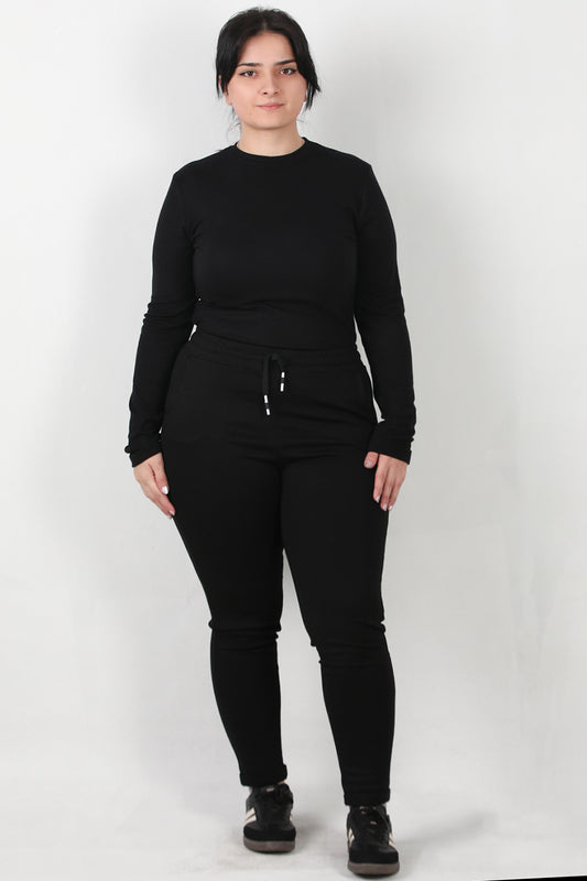 Movix Büyük Beden Duble Paça Tayt Siyah