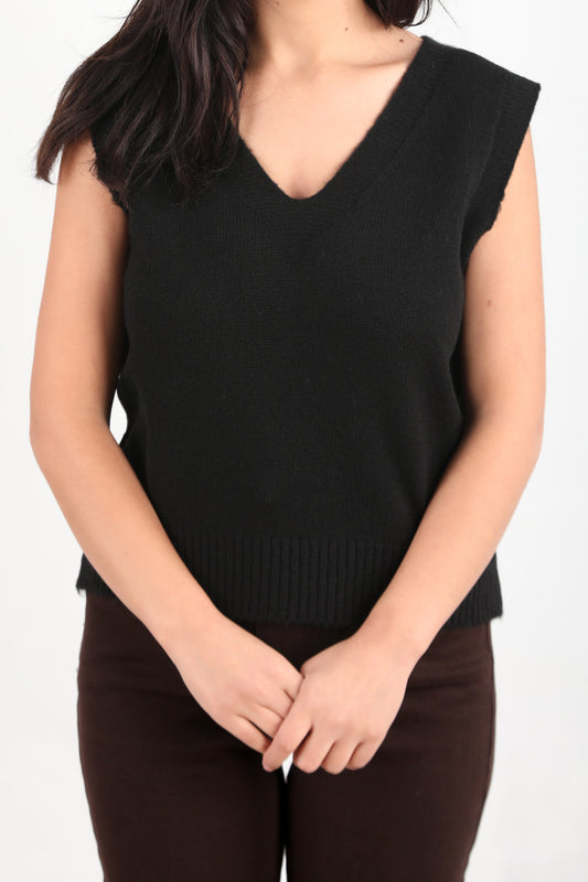 Chic Kadın V Yaka Süveter Siyah