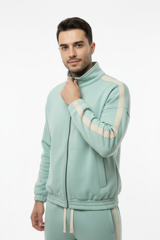 Erkek Kolları Şeritli Ceket Mint - Üst Beden Farklı Poz