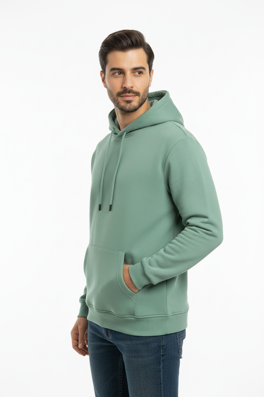 Erkek Kapşonlu İçi Polarlı Sweat Mint