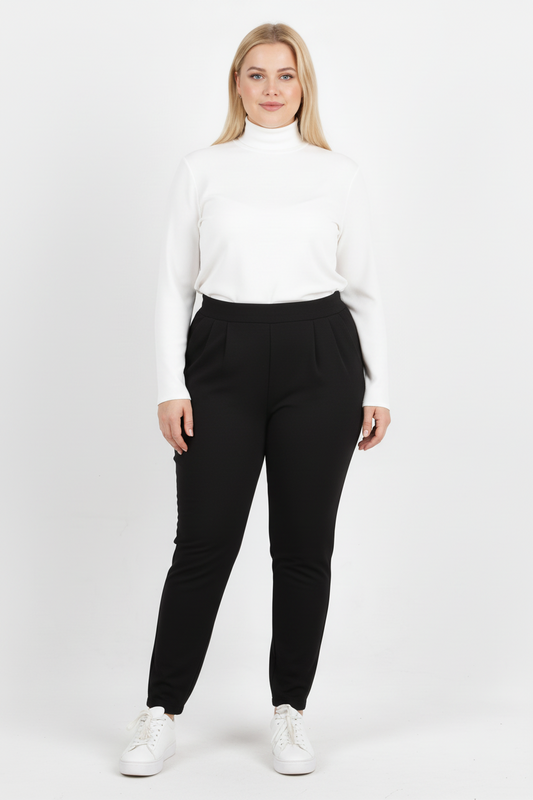 Zyra Büyük Beden Paça Fermuar Detay Pantolon Siyah