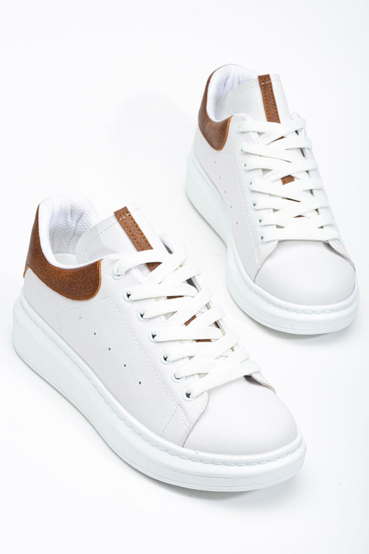Fersatie Beyaz - Taba Kadın Sneaker Günlük Ayakkabı