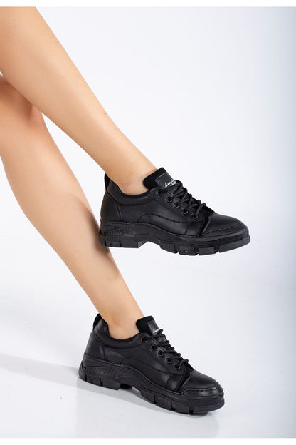 Peqas Siyah Kadın Sneaker Günlük Ayakkabı