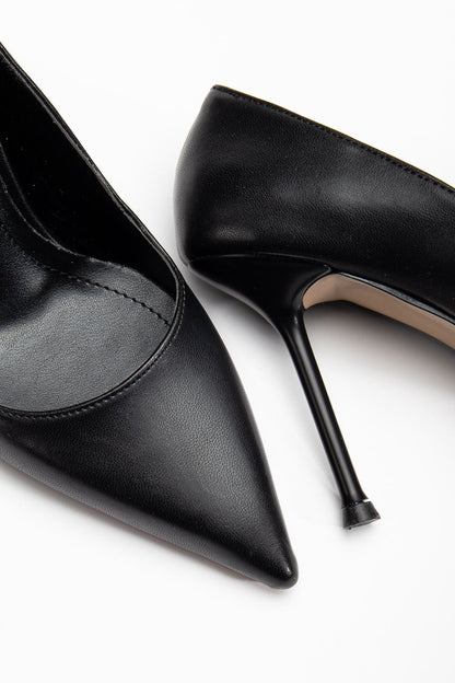 Dorethy Kadın Topuklu Ayakkabı Siyah Cilt Stiletto