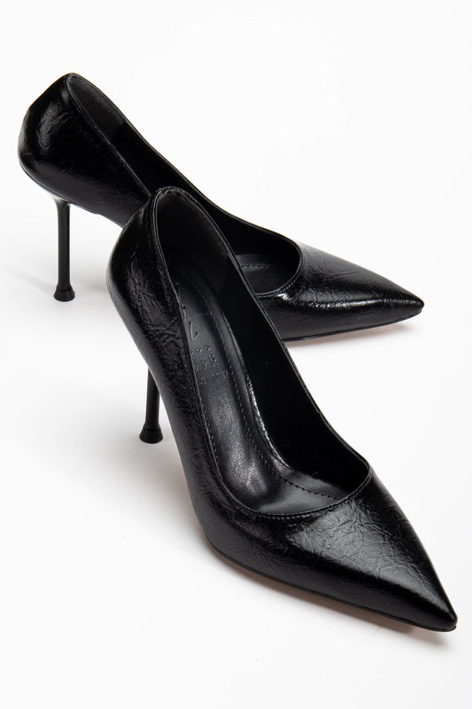 Dorethy Kadın Topuklu Ayakkabı Siyah Parlak Cilt Stiletto