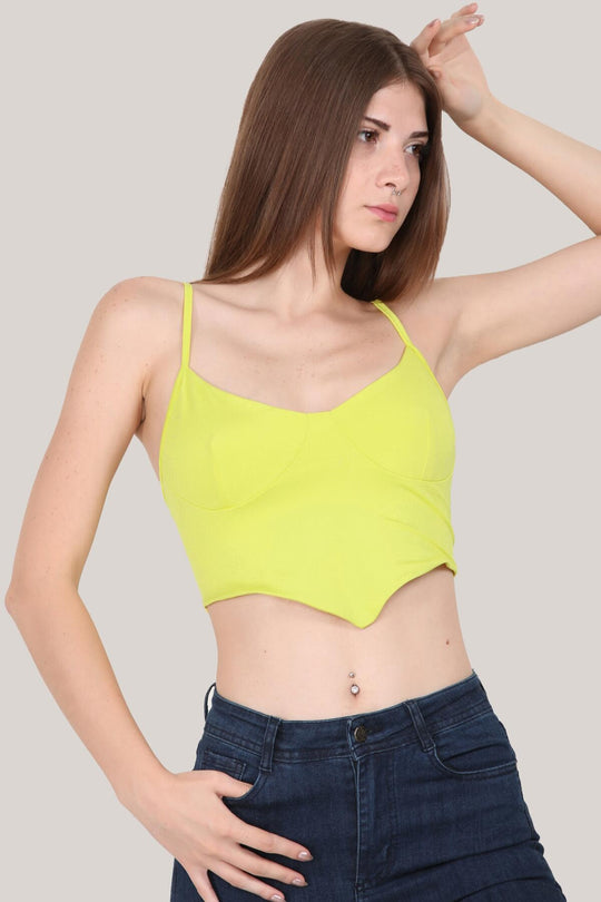 Kadın Kısa Crop Büstiyer Yağ Yeşil