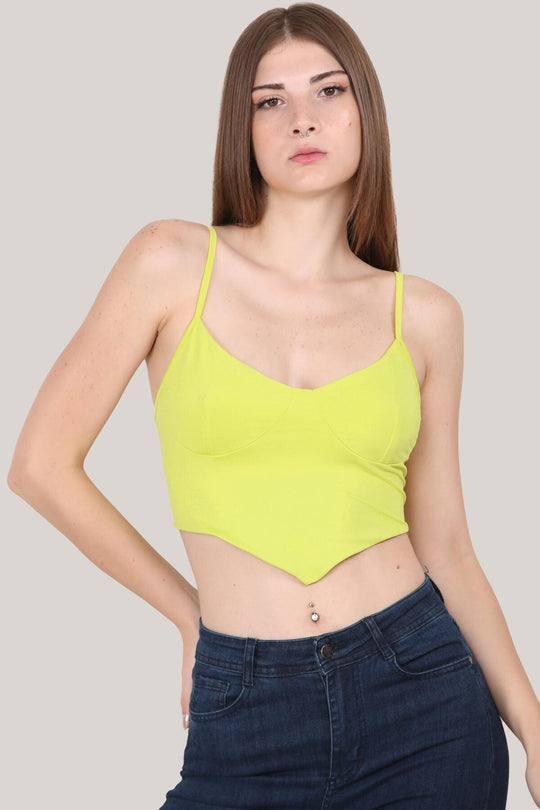 Kadın Kısa Crop Büstiyer Yağ Yeşil