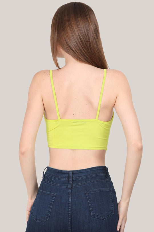 Kadın Kısa Crop Büstiyer Yağ Yeşil